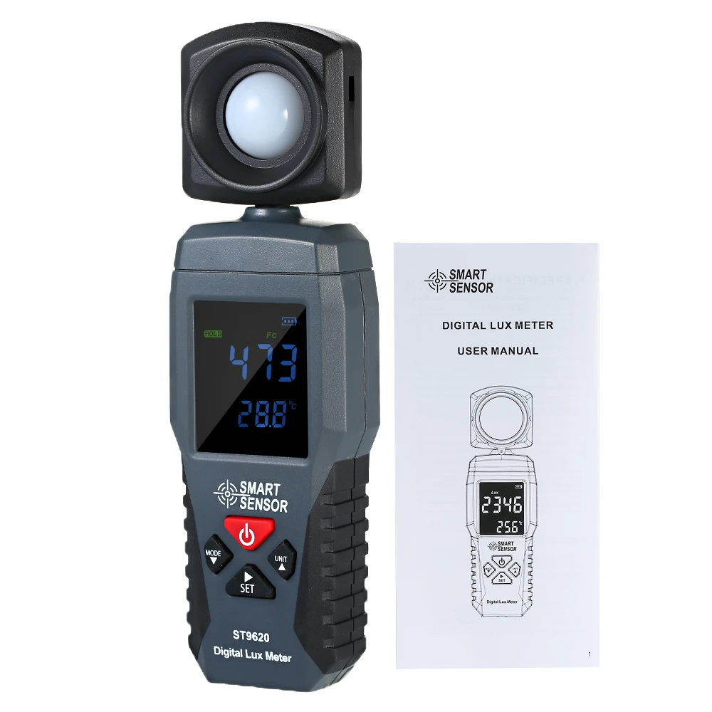 

SMART SENSOR ST9620 Digital Luxmeter LCD Display Handheld Illuminometer Luminometer Photometer Luxmeter Light Meter 1-200000 Lux