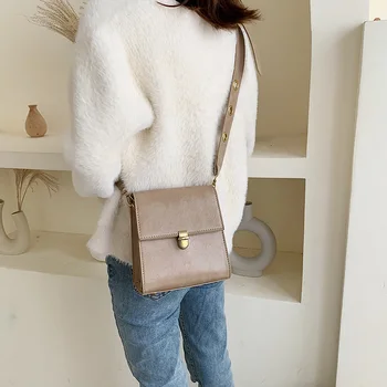 

Korean style Fashion Retro Womens Designer Handbag 2019 New Quality Leather Women Shoulder Crossbody Bags Small square package