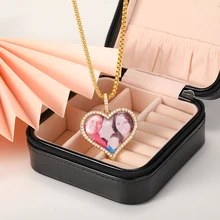 

RXSMll Customized Photo Heart Pendant Necklace For Women Family Lover Pet Personalized Picture Name Memory Jewelry Birthday Gift
