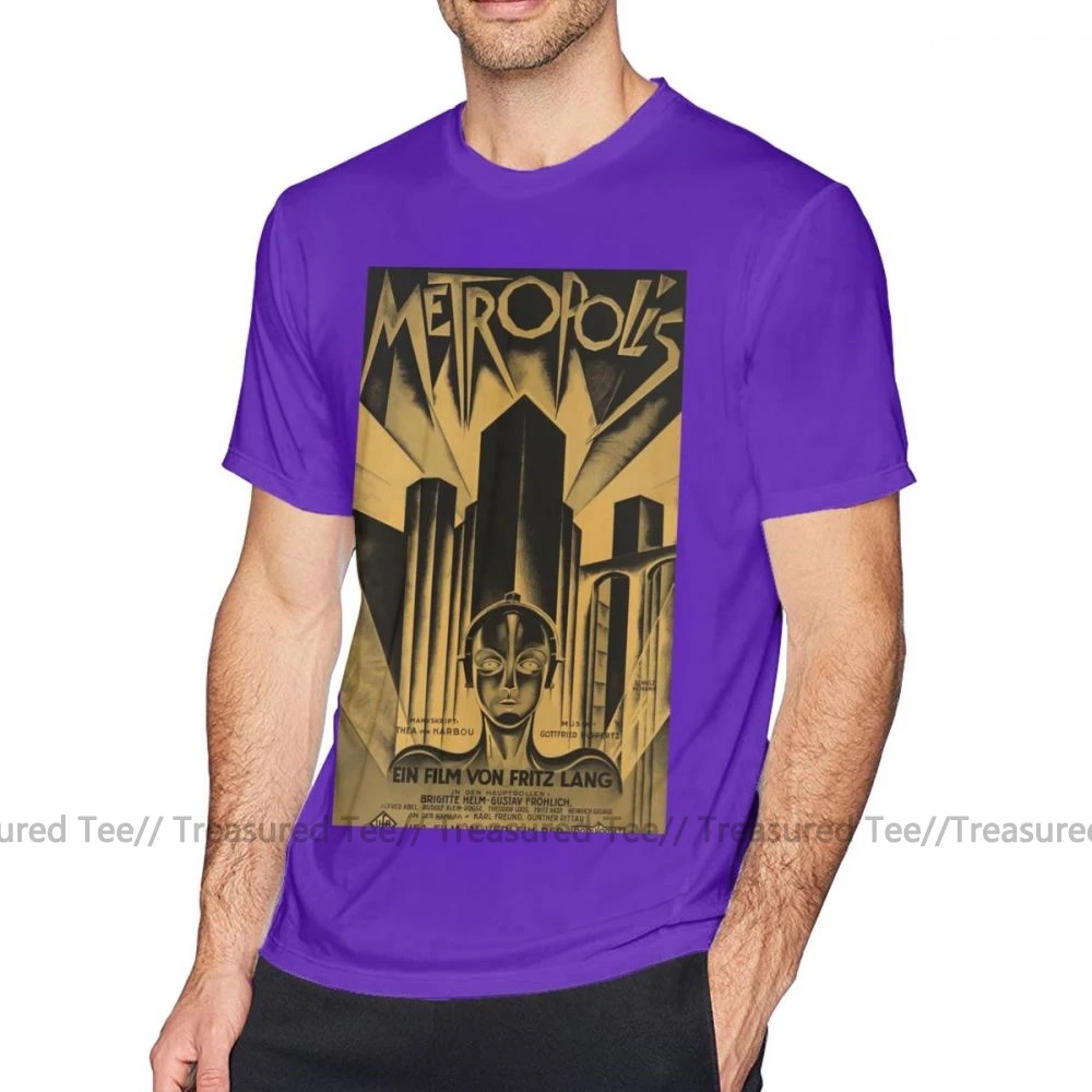 Футболка с оборотнем Metropolis Fritz Lang 1926-винтажный постер из фильма B-w, забавная футболка с графикой, футболка с коротким рукавом 6xl - Цвет: Purple