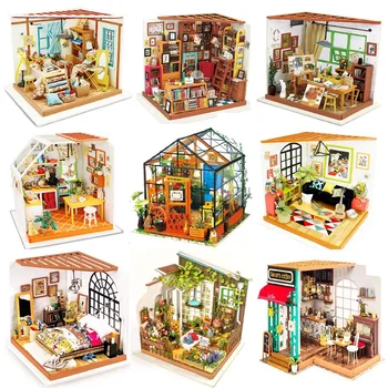 

Robotime If to DIY Hut House Villa Handmade Assembled Model Art House Creative Birthday Gift Women's