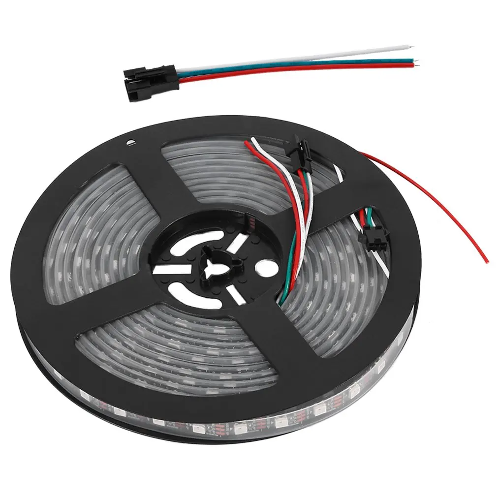 ICOCO 5 м 300 светодиодный S WS2812B 5050 SMD RGB 5 в Водонепроницаемый Черный PCB гибкий светодиодный светильник для ТВ фона вечерние лампы в полоску