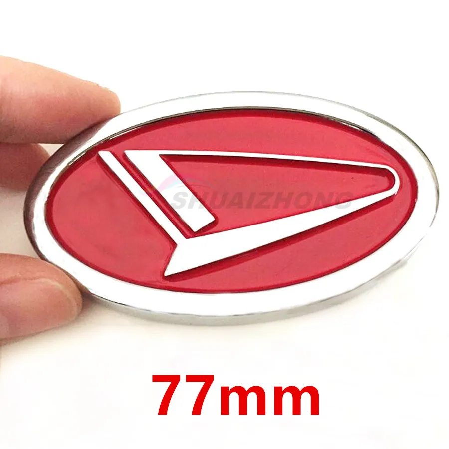 1pcs 77mm Red 1 шт. логотип Daihatsu ABS для Daihatsu Sirion PICO MATERIA COPEN Esse Altis письмо логотип значок эмблема наклейка авто аксессуары - Название цвета: 1pcs 77mm Red