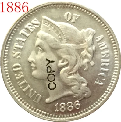 США(1865-1889) 26 монет три цента никеля копии монет - Цвет: 1886