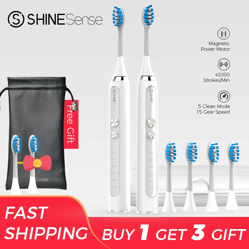 Зубная щетка ShineSense STB200 звуковая электрическая перезаряжаемая ультразвуковая