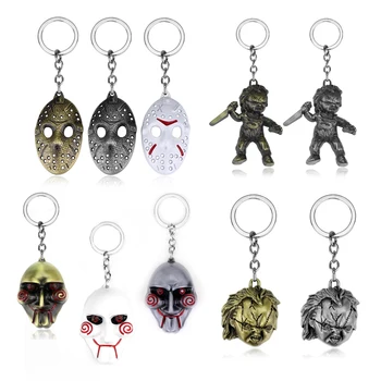 

Horror Movie Keychain Friday The 13th/Seed of Chucky/ SAW Mask Pendant Keyrings Metal Key Chain Car Backpack Keyholder