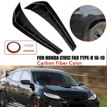

1Pair Carbon Fibre Matte/Glossy Black Side ABS 3D Sticker For Fender Vent Air Wing Cover Trim For Honda For Civic 10th 2016-2019