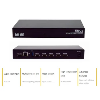 

New 5 Channel 4K HDMI Encoder H.265 UHD Live Encoder HVEC RTMP SRT