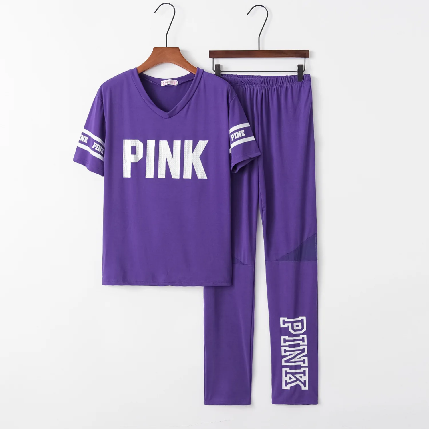 

Letter pink cute 2020 New Design Fashion Hot Sale Suit Set Women Tracksuit Two-piece Style Outfit Sweatshirt Sport Wear