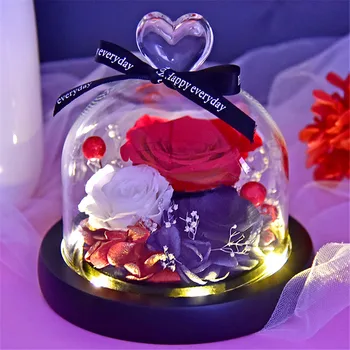 

Creative Rose Flower LED Light Valentine's Day Gifts Romantic Glass Rose Decor Birthday Gift Decoration Fake Flower