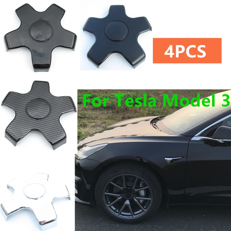 

4PCS For Tesla Model 3 Car Wheel Center Cap Rim Cover Cap Rustproof Styling Modification Hubcap Auto Exterior Accessories