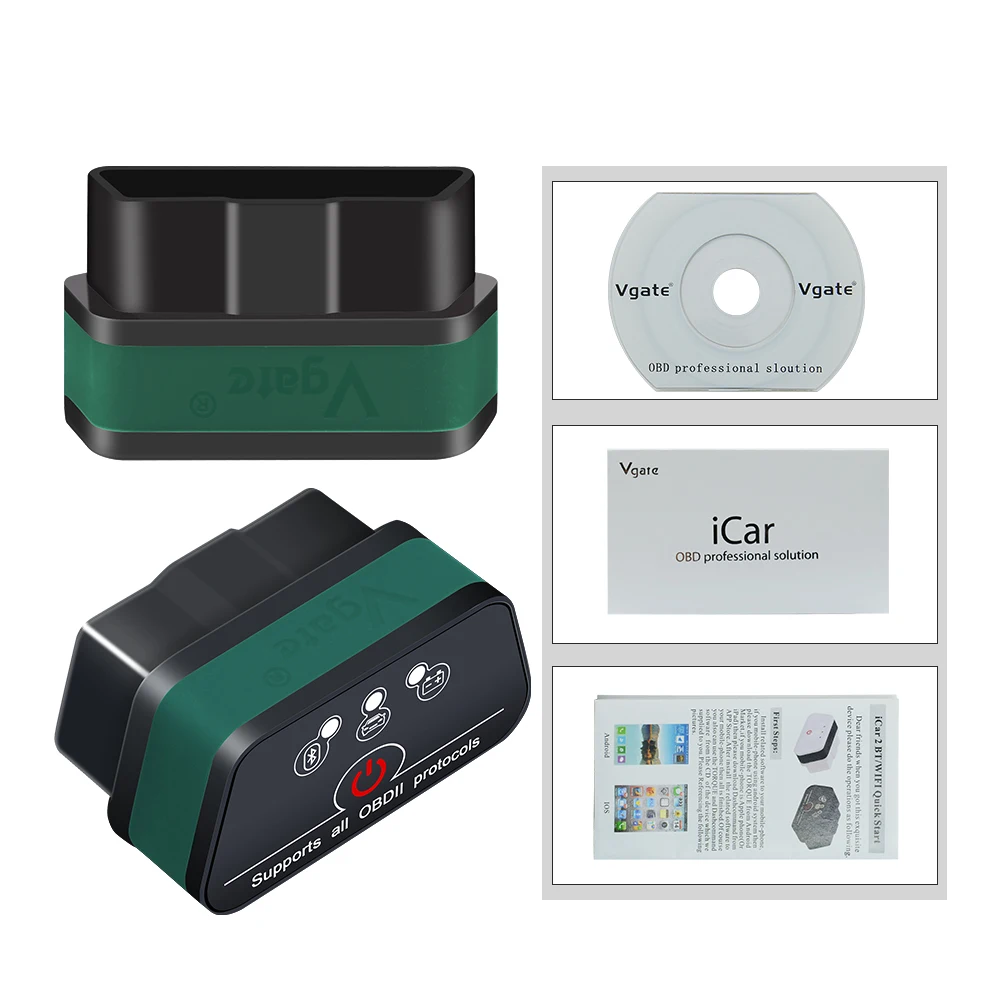 Vgate Icar2 Bluetooth OBD2 диагностический сканер ELM327 для всех OBD2 сканер протоколов для Android/PC считыватель кодов для большинства автомобилей