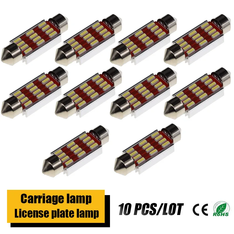 

10 pièces C5W LED voiture intérieur lumière Canbus Festoon 31mm 36mm 39mm 42mm ampoule LED blanc dôme lecture lumière Auto lamp