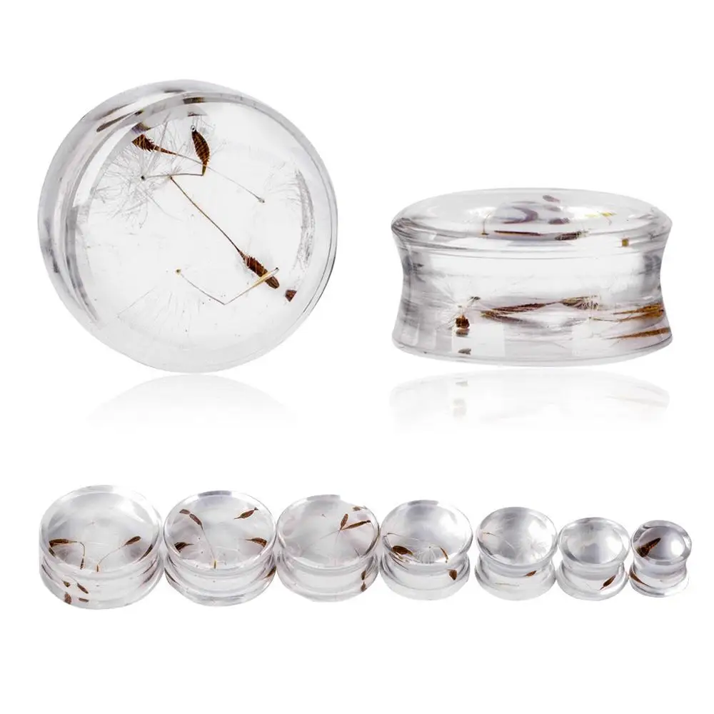 

Charms Double Flared Ear Plug For Women Men Transparent Acrylic Dandelion Clear Piercing Ear Expander Body Jewelry