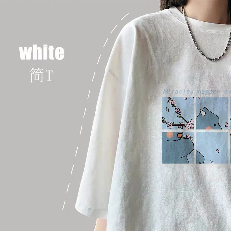 Women T-shirt Round Collar Summer Cartoon 2020 New Half Loose Sleeve  Print Casual Simple Wild T-Shirt