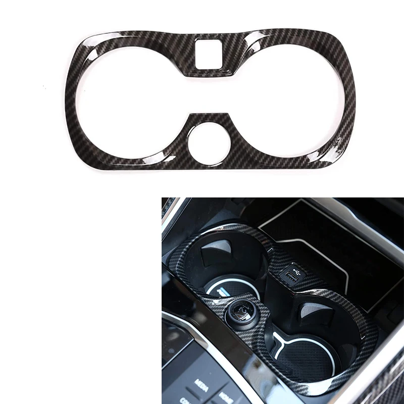 Carbon Fiber Car Water Cup Holder Trim Sticker Frame Cover for BMW 3