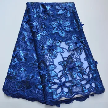 

High quality Sequins tulle lace 2020 latest African lace fabric 3d flower applique Afican French wedding lace fabric 5 yards TT8