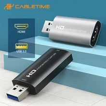 CABLETIME-tarjeta de captura de vídeo 4K HDMI, USB 3,0, 2,0, 60FPS, para interruptor de cámara, transmisión en vivo, grabación de DVD, PS4, C371