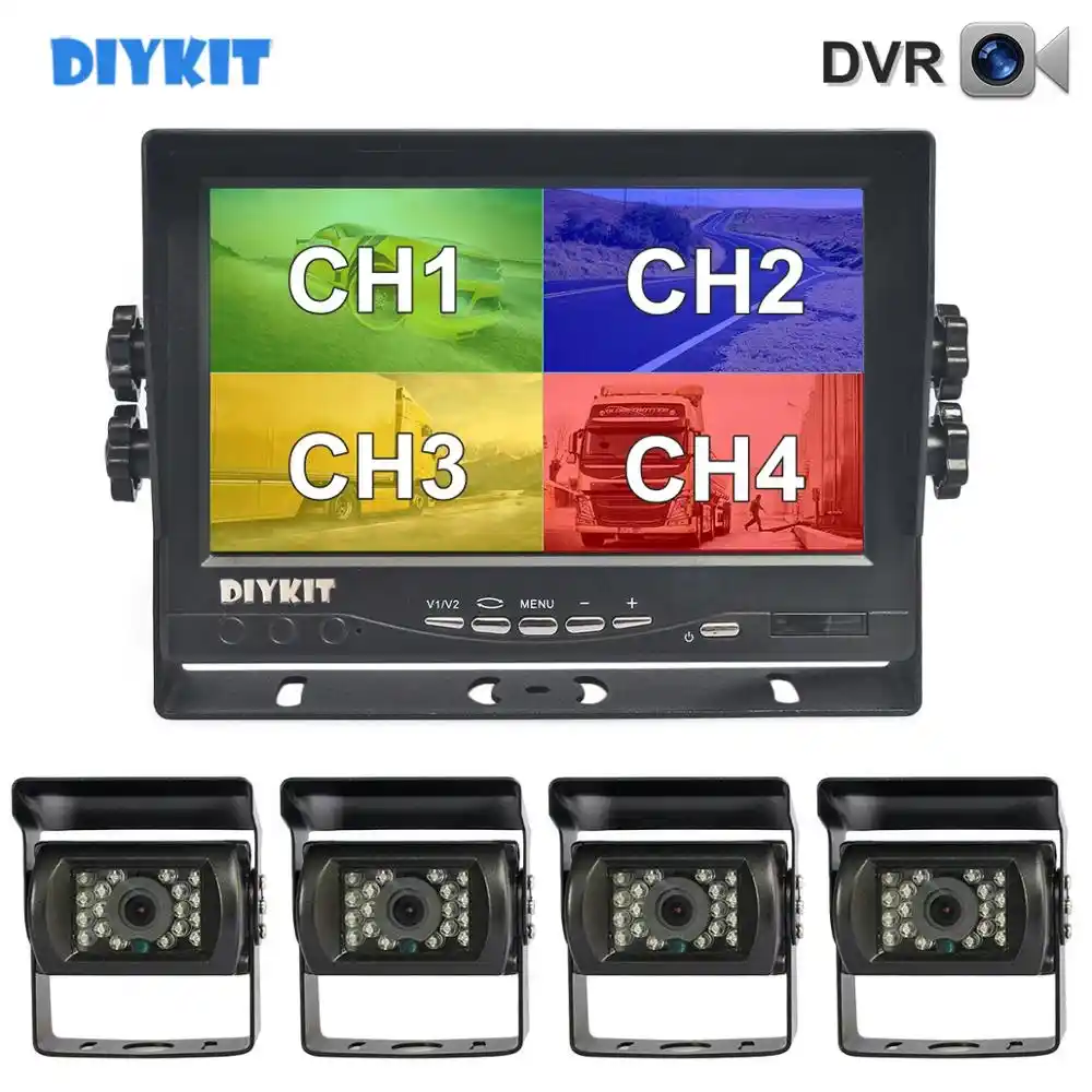 Diykit Ahd 7 4 分割クワッドips車のhdモニター ピクセルahdリアビューledカメラ防水sdカードビデオ録画 車 用マルチアングルカメラ Aliexpress