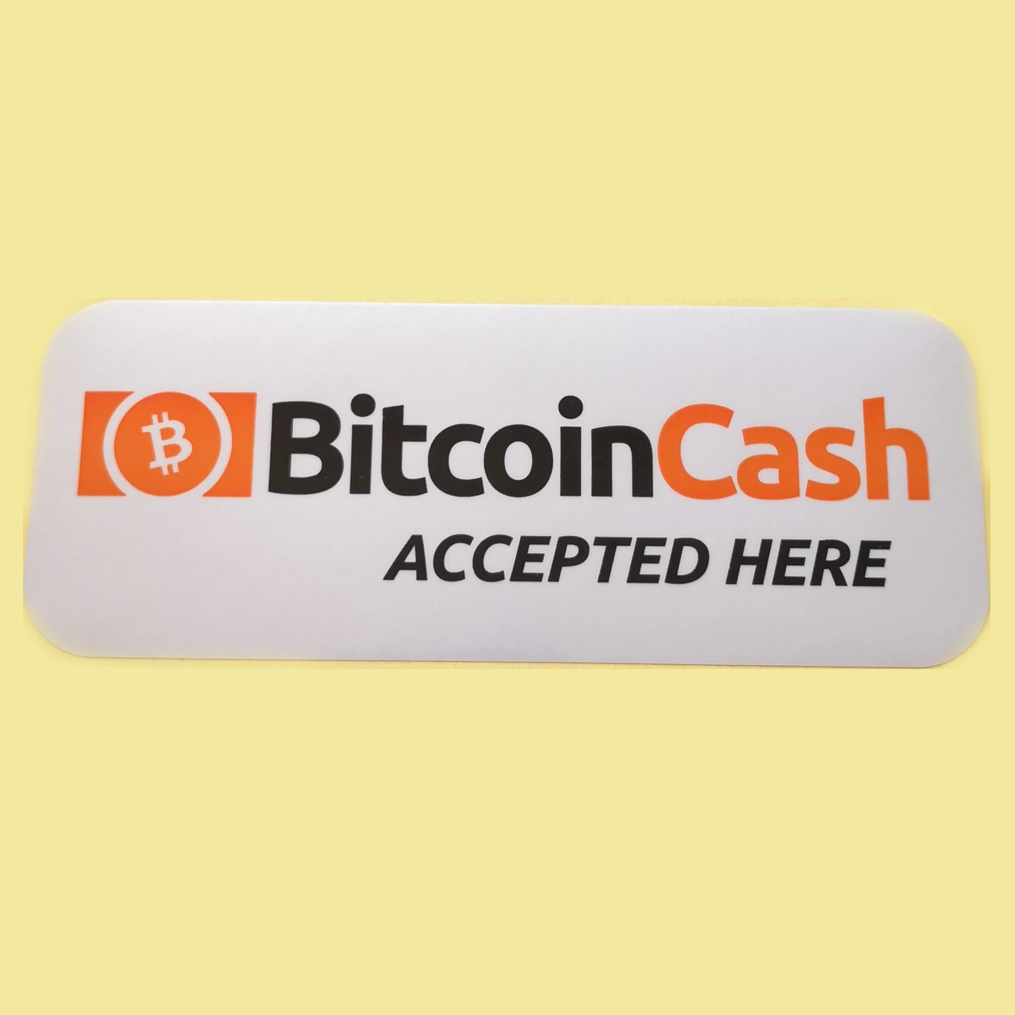 60 pcs/lot 14.5x5.5cm bitcoin accepted here Self-adhesive durable silver PET label sticker Item No. FS26 | Канцтовары для офиса и