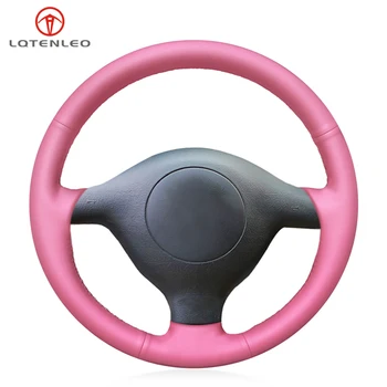 

LQTENLEO Pink Artificial Leather Steering Wheel Cover for Volkswagen VW Golf 4 (IV) Passat (B5) Variant 1997-2004 Polo Sharan