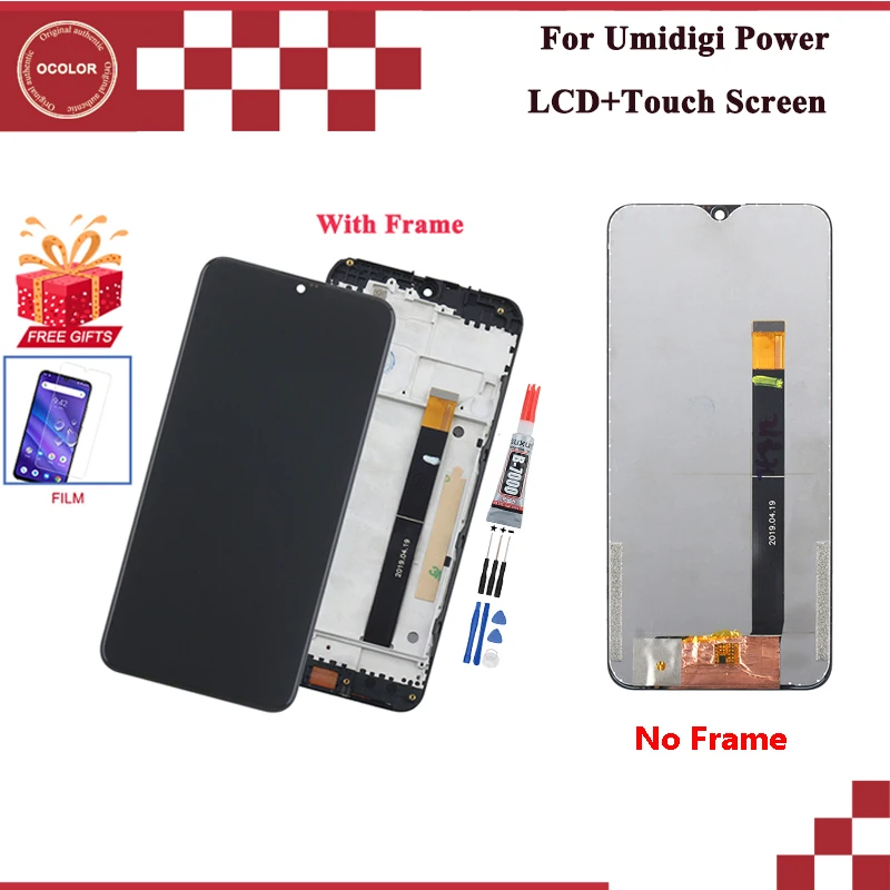 Ocolor для UMI Umidigi power ЖК-дисплей+ сенсорный экран 6,3 ''с рамкой в сборе для Umidigi power screen+ Инструменты+ клей+ пленка