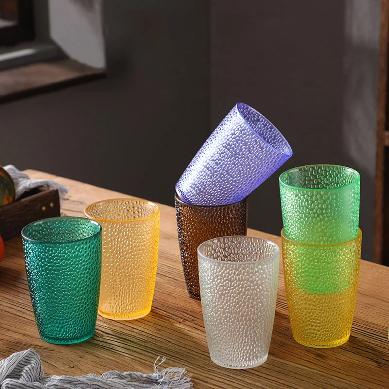 Plastic Drink Cup Acrylic Beer Mug Wave Point Cups Transparent Colored Juice Mugs Durable Drinking Milk Children Students | Дом и сад