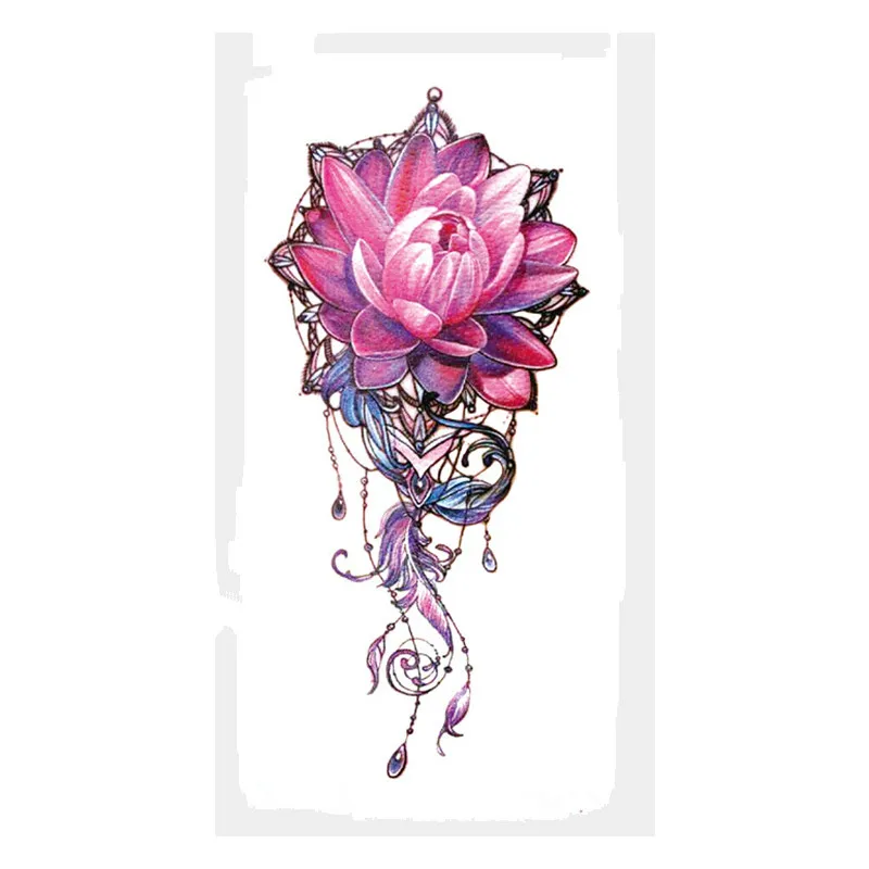 Fashion Colorful Flowers Tattoo Women New Waterproof Temporary Black Tattoo Sticker Body Art - Цвет: B