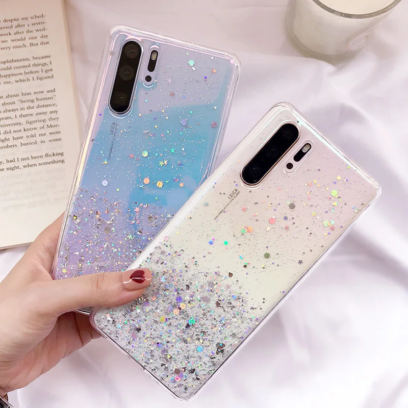 Блестящий Прозрачный чехол для телефона Huawei P30 Lite P20 Pro P40 pro Honor 20 Mate 30 y9 prime 2019