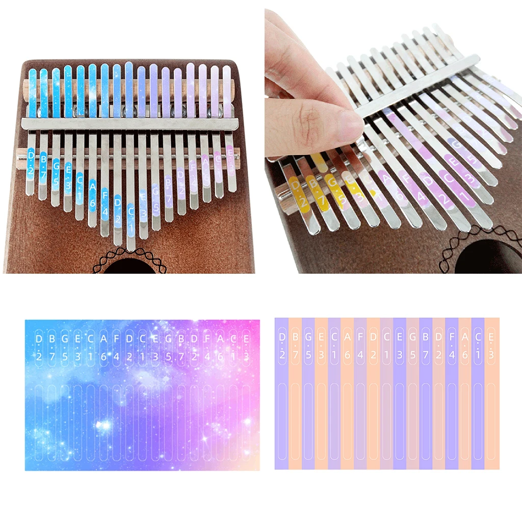 African 17 Keys Kalimba Scale Key Sticker Thumb Piano Note Sticker Music Supplies for Music Lovers Beginner Learner Kit