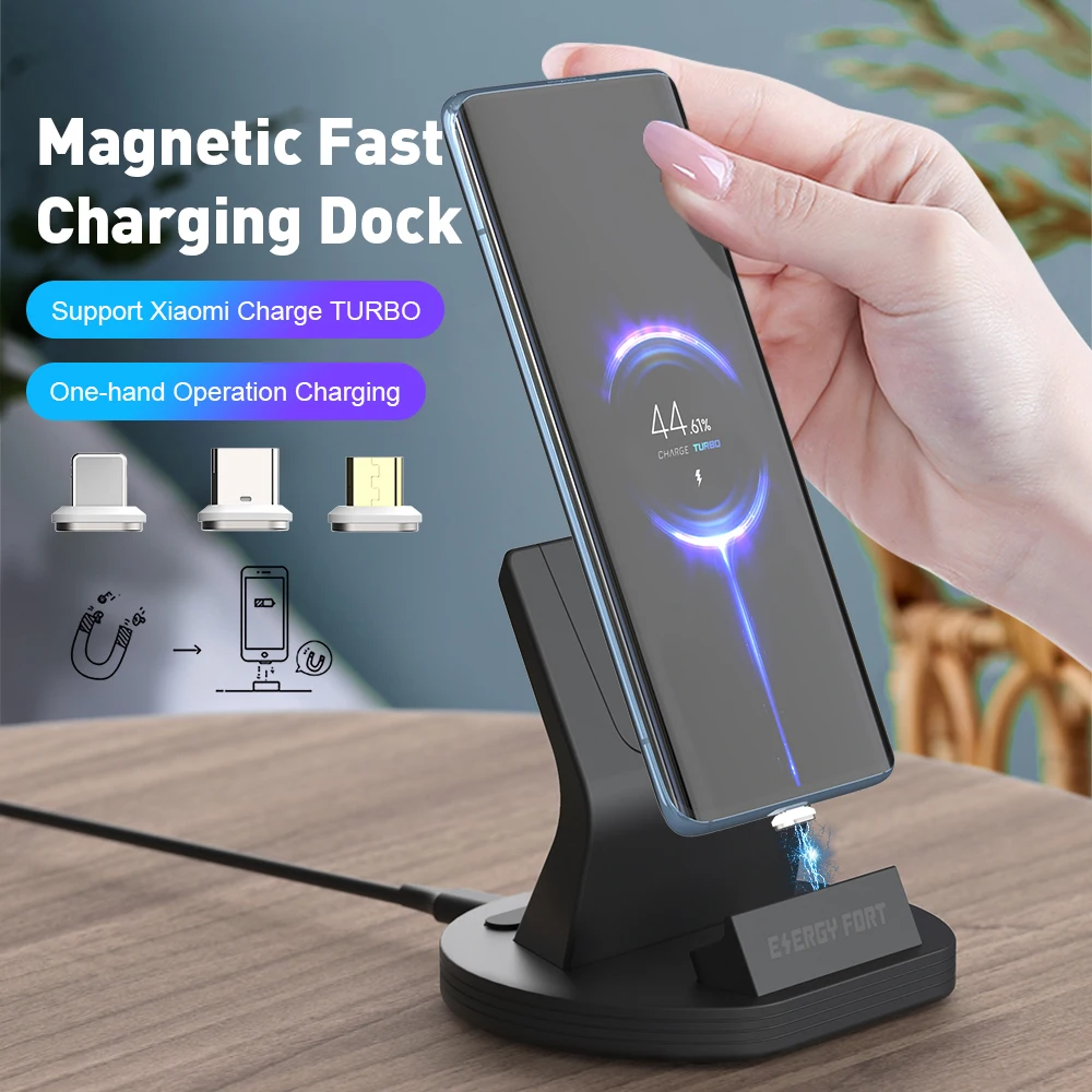 Quick Magnetic Wireless Charger Dock for Xiaomi mi 11 Redmi K40 Pro charge turbo 55W Dock Cradle Phone Stand