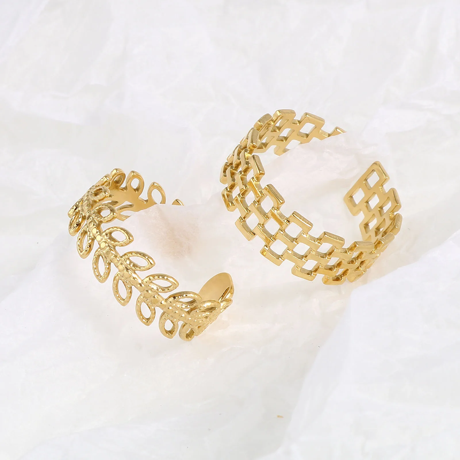 Finger Ring Stainless Steel Adjustable Link Chain Gold Color For Men Women Jewelry US size 8.5 18.5mm