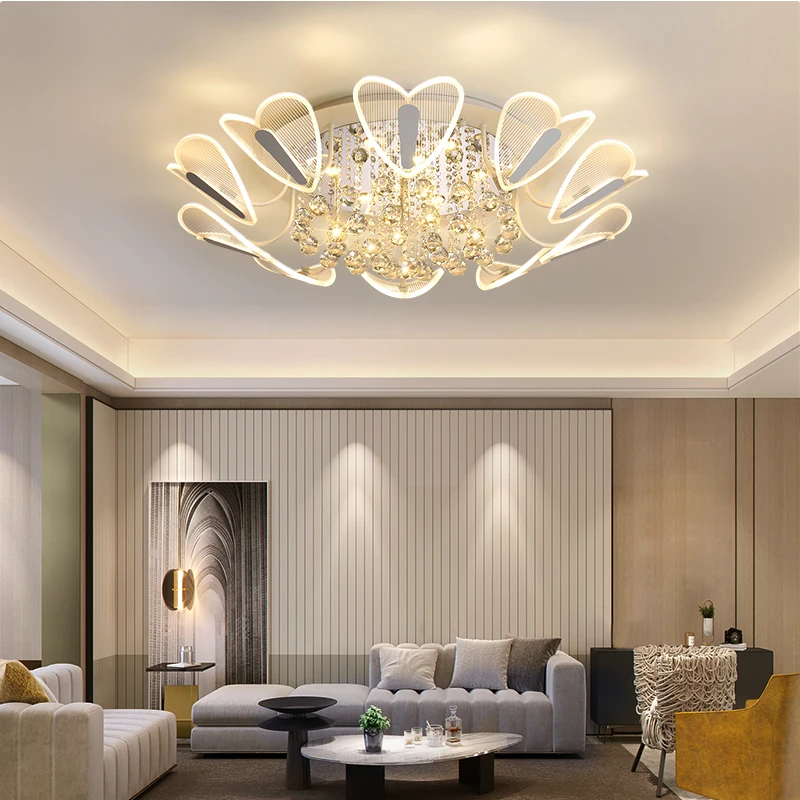 Modern heart-shaped crystal LED ceiling light living room decor lighting master bedroom dining lamp | Лампы и освещение