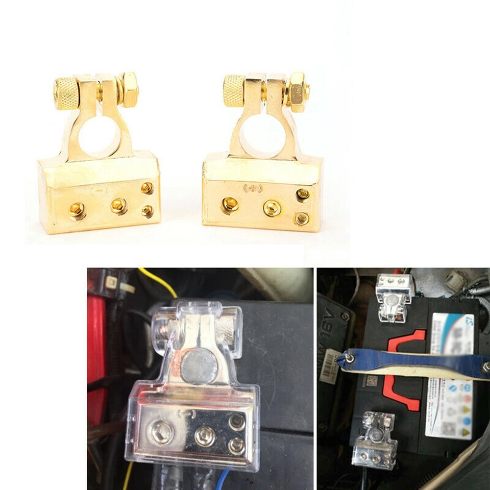 1 пара детских хлопковых колготок, 0/4/8 Awg Gauge автомобиль положительные и отрицательные Батарея клемму разъем позолоченная поверхность, устойчивость к окислению