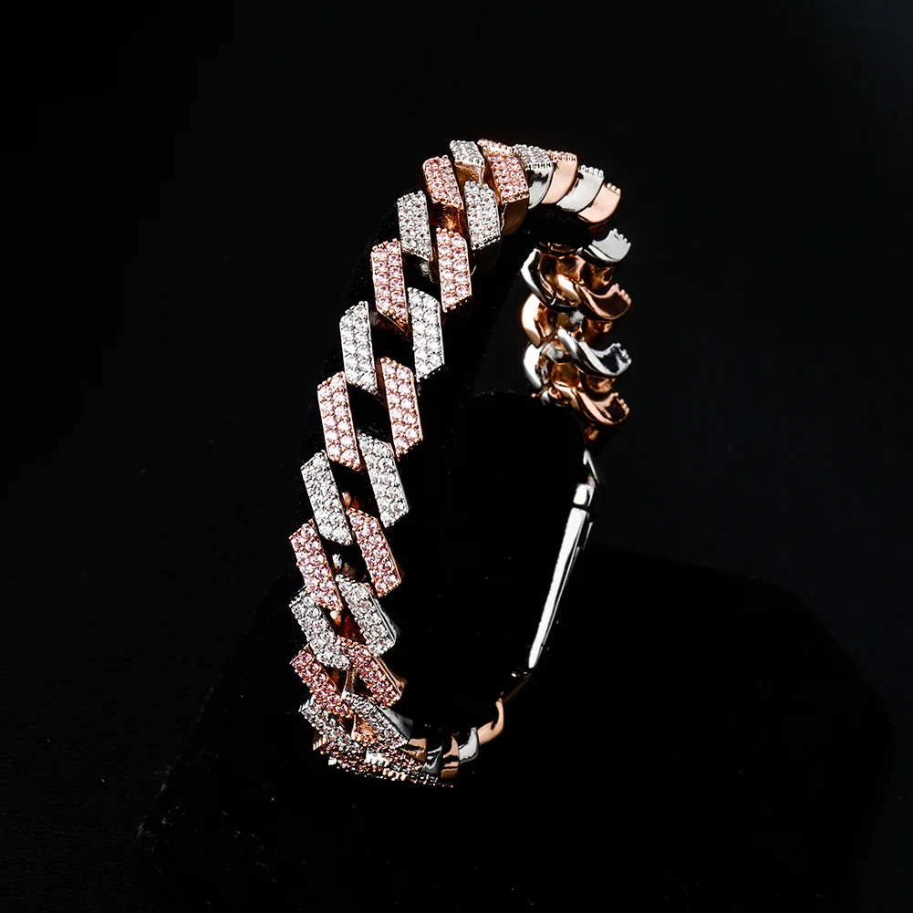Iced para Fora Topgrillz Grande Caixa Fecho Miami Cubana Link Pulseira Ouro Cor Prata Zircão Cúbico Rock Estilo Hip Hop Jóias Masculinas 14mm 26 link pulseira ouro cor prata iced para