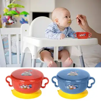 

Baby Kids Training Assist Tableware Convenient Practical User-friendly Design Anti-slip Suction Food Bowl with Dust-proof Lid