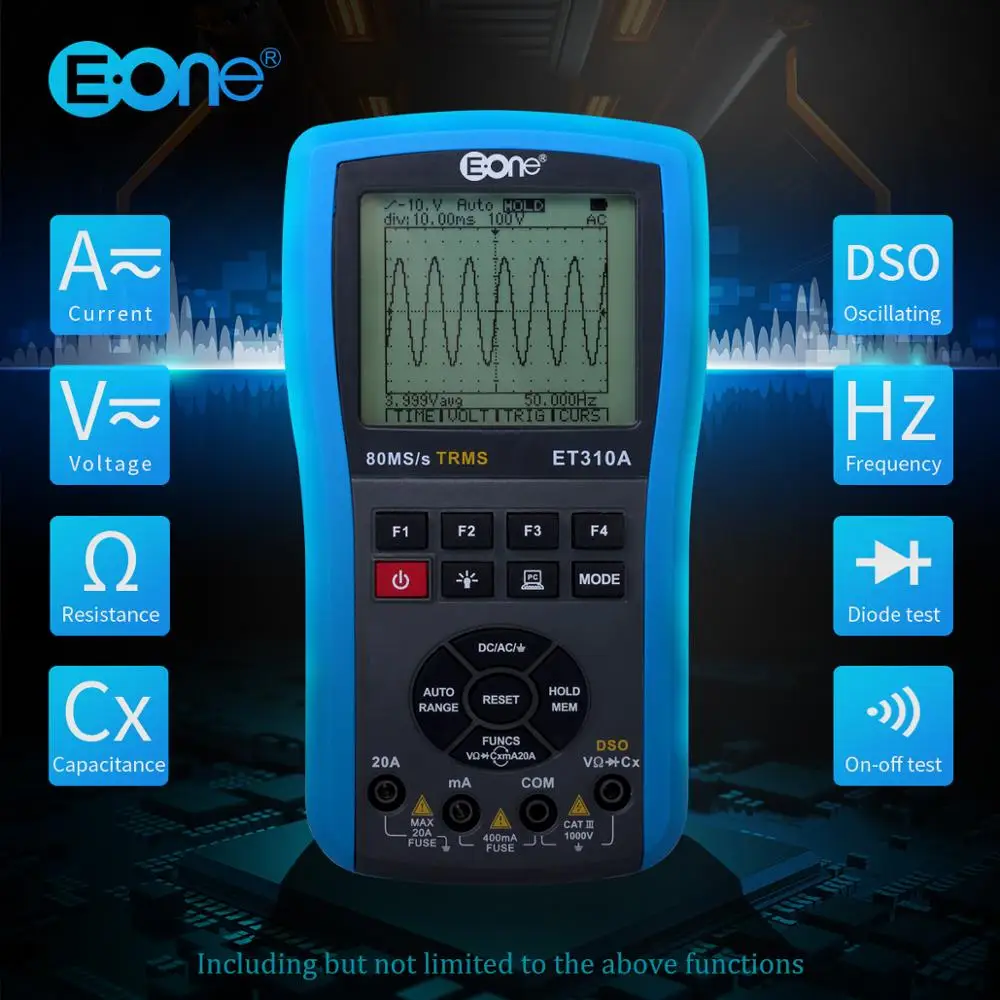 ET310A цифровой мультиметры осциллограф 3 в 1 80 мс/с TRMs ручной DSO DDS функция генератор сигналов