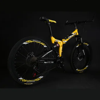 

21-speed Variable Speed Mountain Bike 26/24-Inch Mountain Bike Integrated Wheel Folding Student Disc Brake Bicycle