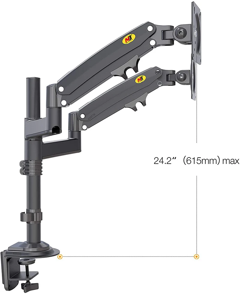 Suporte de Mesa Mola de Gás Montagem de tv Lcd de Movimento Duplo Monitor Braço Completo 2-12kg Ergonomia Braçadeira Suporte nb H180 22 -32 - Image 3