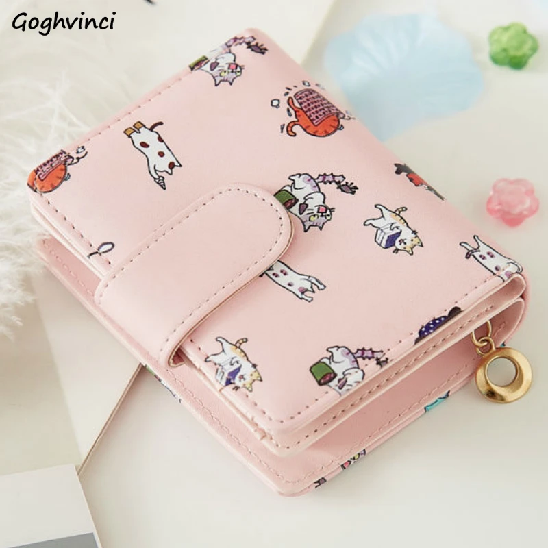 Billeteras estampado de dibujos animados para monedero Kawaii, tarjetero, Mini monedero de estilo coreano con broche, plegable y de cuero PU|Carteras| - AliExpress