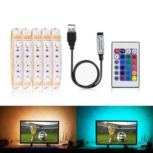 3528 SMD taśma led z USB telewizor z dostępem do kanałów RGB ładowarka USB 5V kabel USB elastyczna taśma 1M 2M 3M 4M 5M IR podświetlany kontroler led na RGB lampa(China)