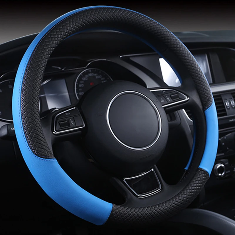 Universal Car Steering Wheel Cover Braid Leather Anti-Slip 8 Color Car-styling Auto Accessories