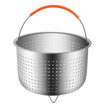 

304 Stainless Steel Rice Cooking Steam Basket Pressure Cooker Anti-scald Steamer Multi-Function Fruit Cleaning Basket-35
