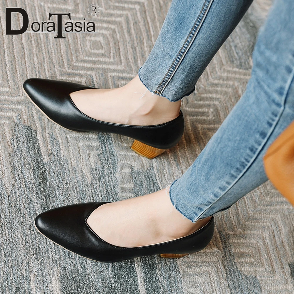 

DORATASIA Fashion Consise Female Pumps High Heel Sewing Classic Pumps Women Pointed Toe Shallow Slip On Shoes Woman