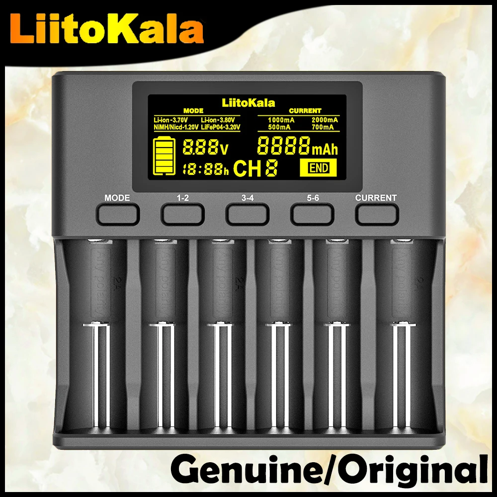 Зарядное устройство LiitoKala для литиевых аккумуляторов 18650 с 6 разъемами