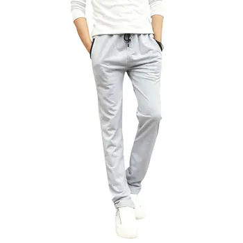 

Men Casual Slim Pants Thin Sweatpants Drawstring Waist Sports Workout Trousers JL