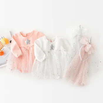 

Baby Clothing Newborn Toddler Stars Sequined Bodysuit Dreess+Hairband 2pcs/set Baby Girl Clothes Set Infant Outfit 0-2Y