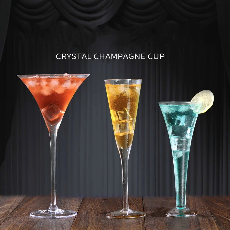 Хрустальный стакан шампанское стекло es Verre Mariage Свадебный креативный рожок высокие ноги мартини пузырь V Форма сладкое вино бокалы для коктейля