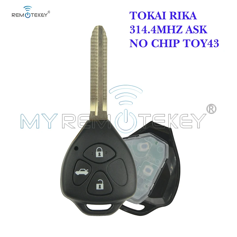 Remtekey TOKAI RIKA Remote Key 3 Button TOY43 For Toyota HILUX+314.4mhz