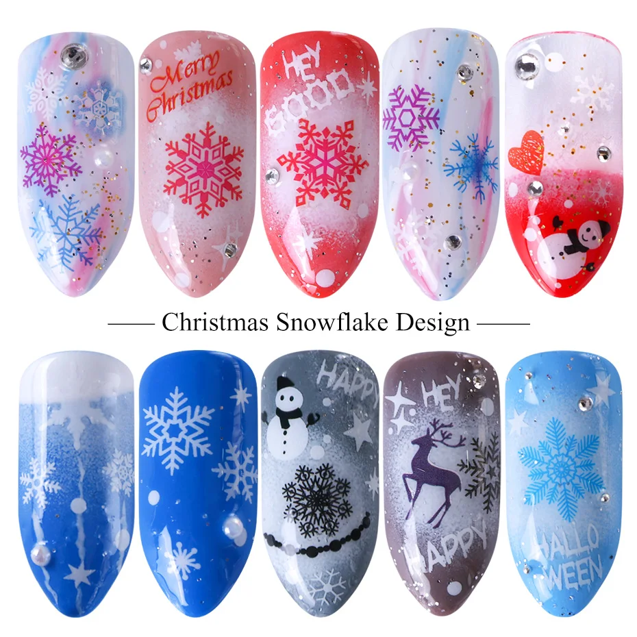 1 шт. красочные наклейки для ногтей снежинка снеговик Маникюр зимние ползунки для художественное оформление ногтей JISTZ420-435